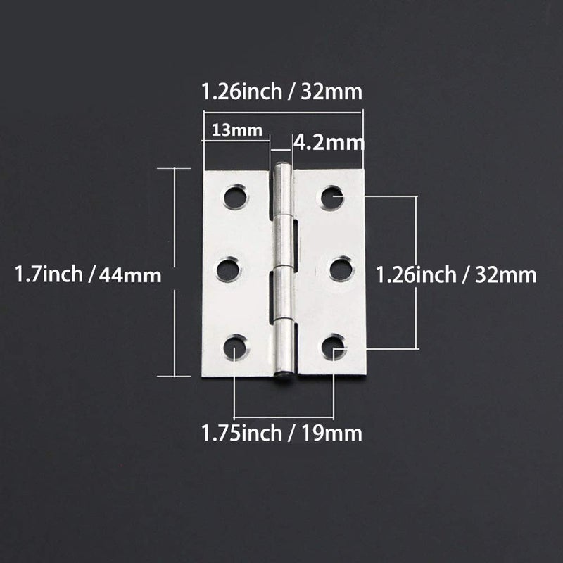 TamBee 40Pcs 1.7inch Folding Butt Hinges Cabinet Cupboard Closet Door Home Furniture Hardware Stainless Steel Silver Tone - Image 2